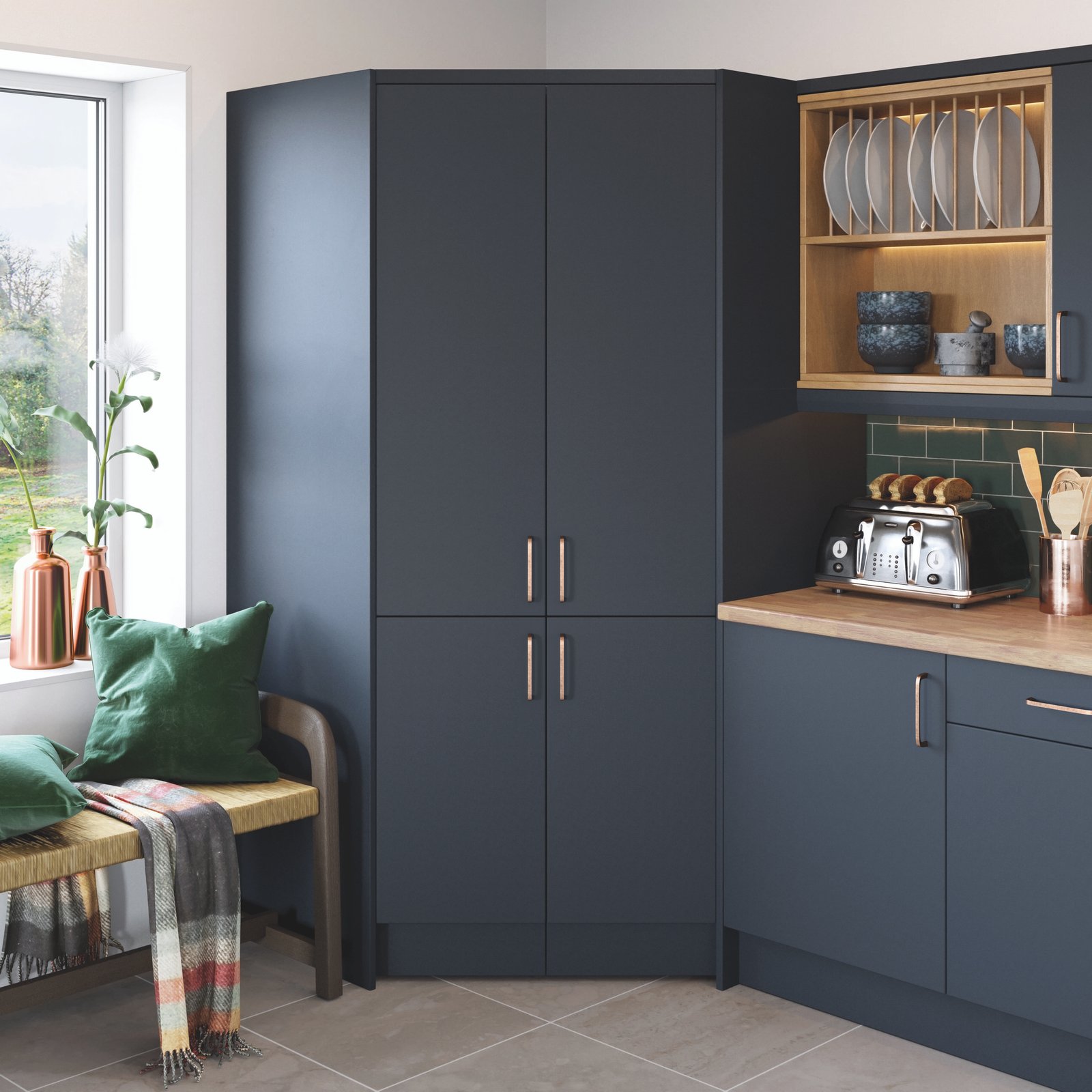 Vivo kitchen in matte indigo color